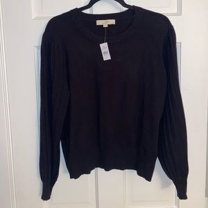 Black Pleated Long Sleeve Loft Sweater